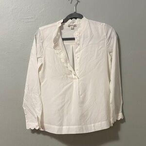 Whistles Ivory Scalloped Button-Up Blouse